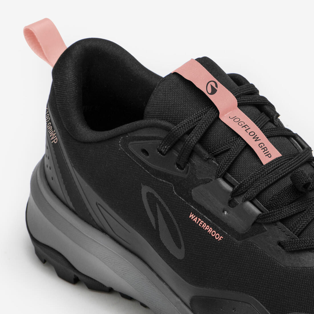 Chaussures de running route et trail femme waterproof, JF 190 GRIP noir