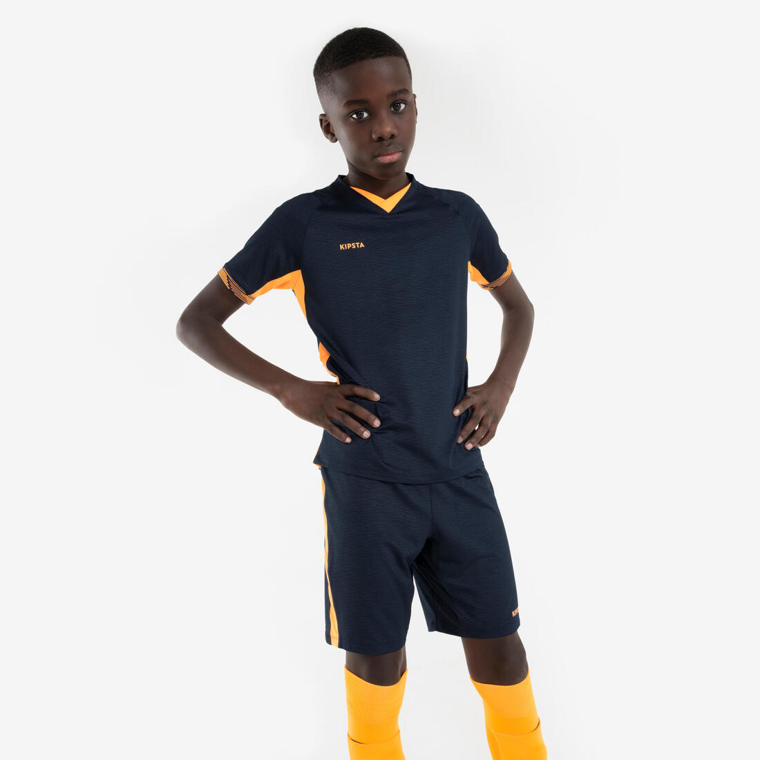 Maillot de football CLR manches courtes Enfant Orange et Marine