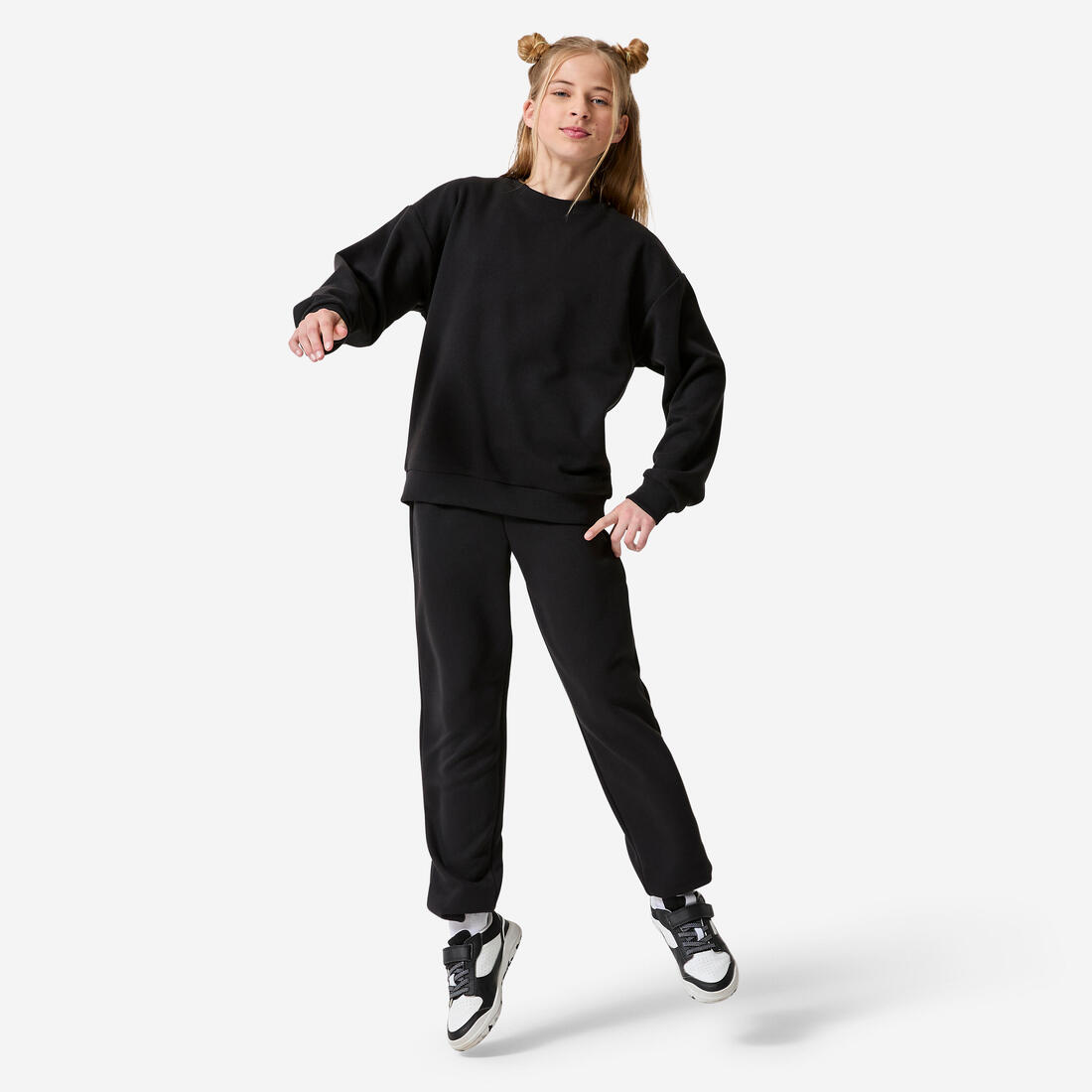 Pantalon de jogging chaud en molleton enfant, noir