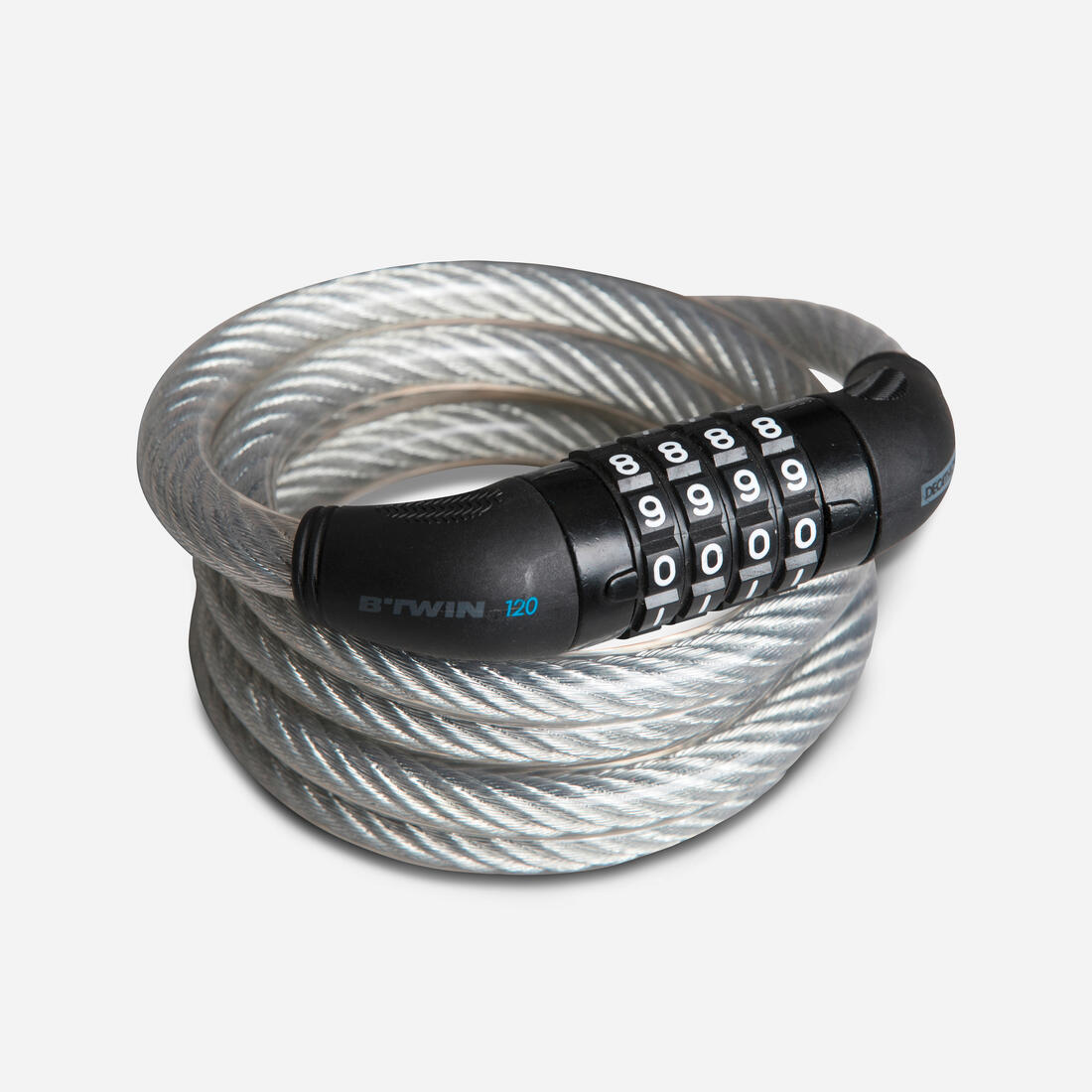 Antivol accessoires velo spirale serrure code 120 gris