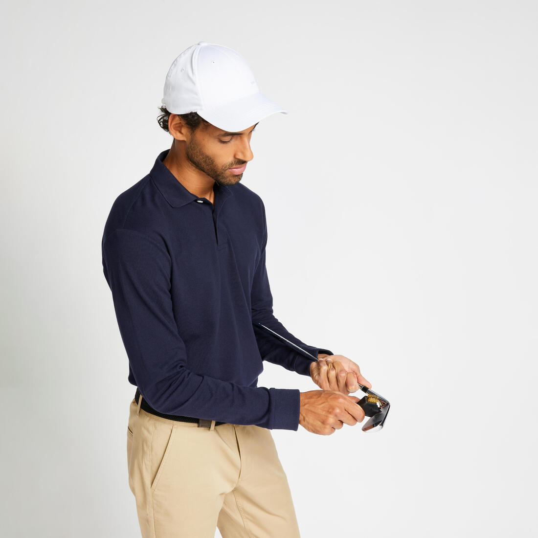 Polo golf manches longues Homme -  MW500 bleu marine