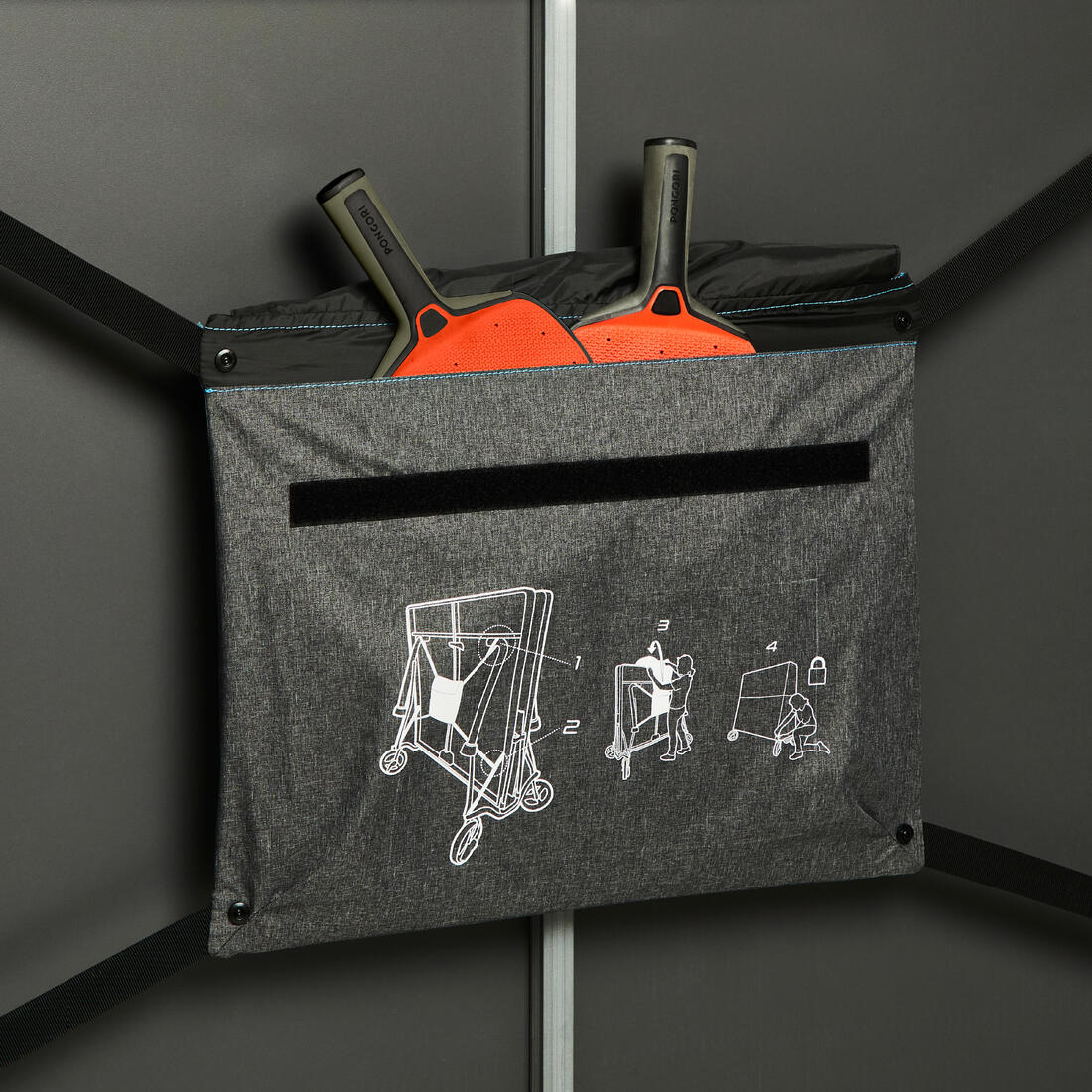 Housse pour table de ping pong de taille standard repliée - PPTC gris