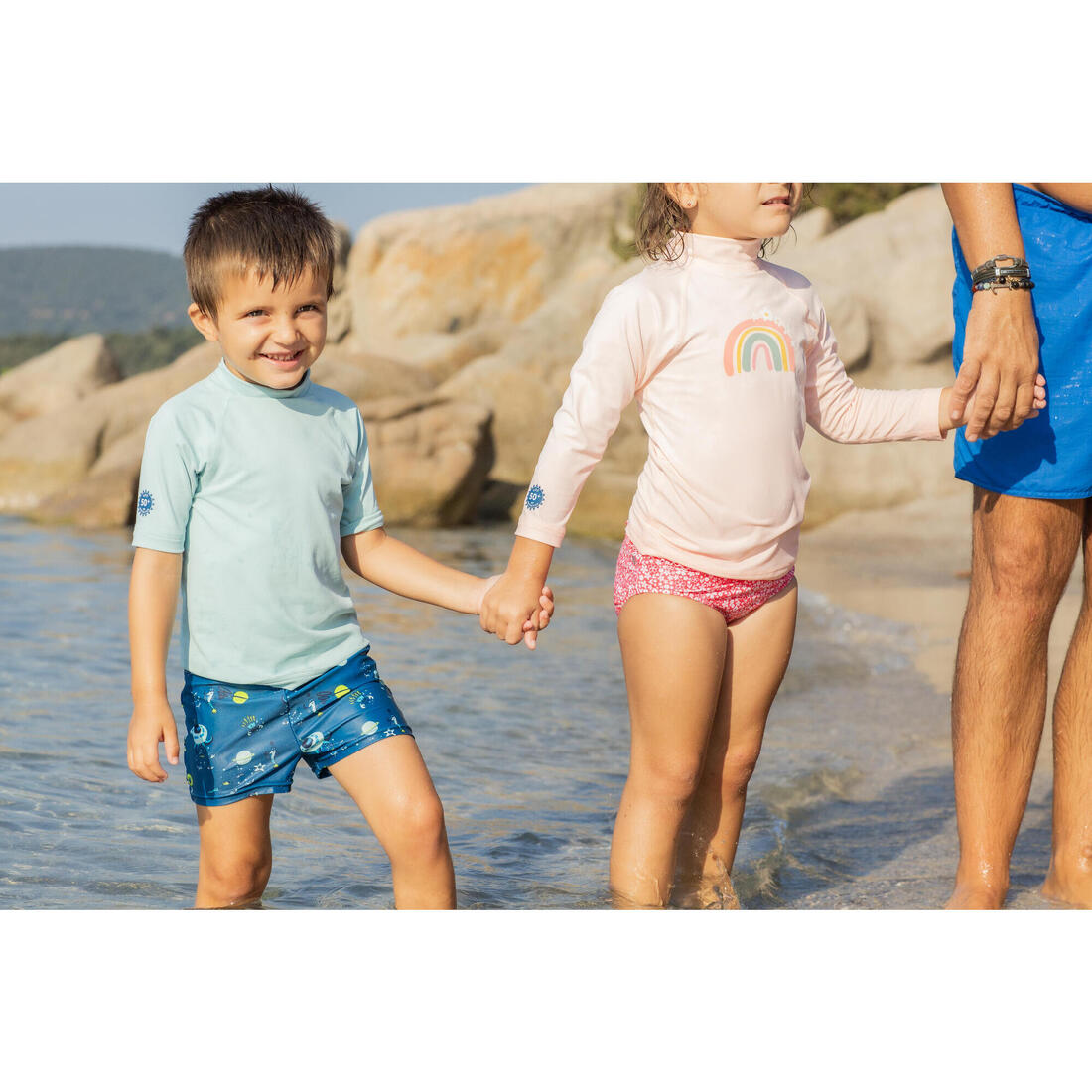 T-shirt anti uv bébé manches courtes corail
