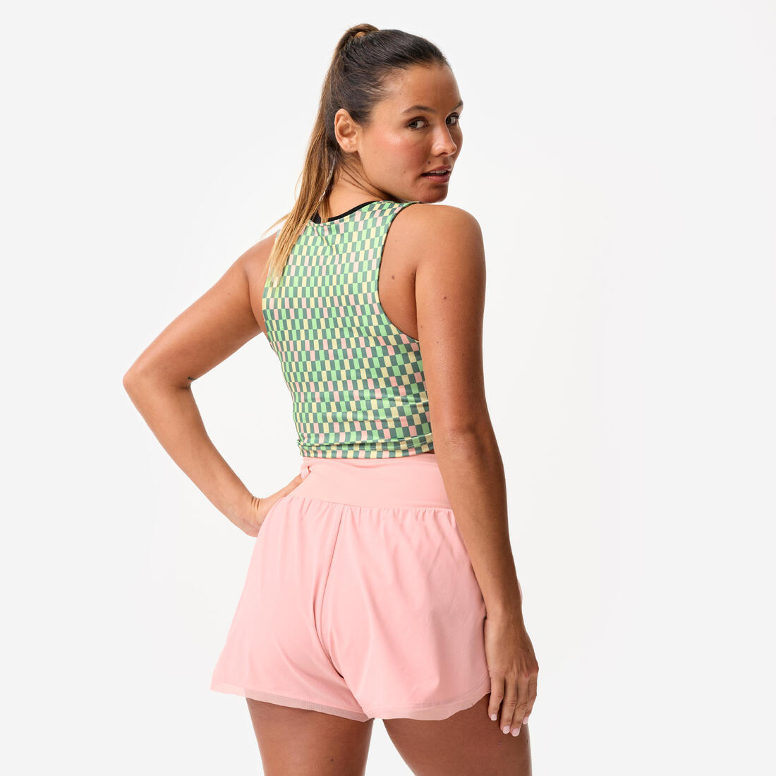 Crop top de fitness femme, multicolore