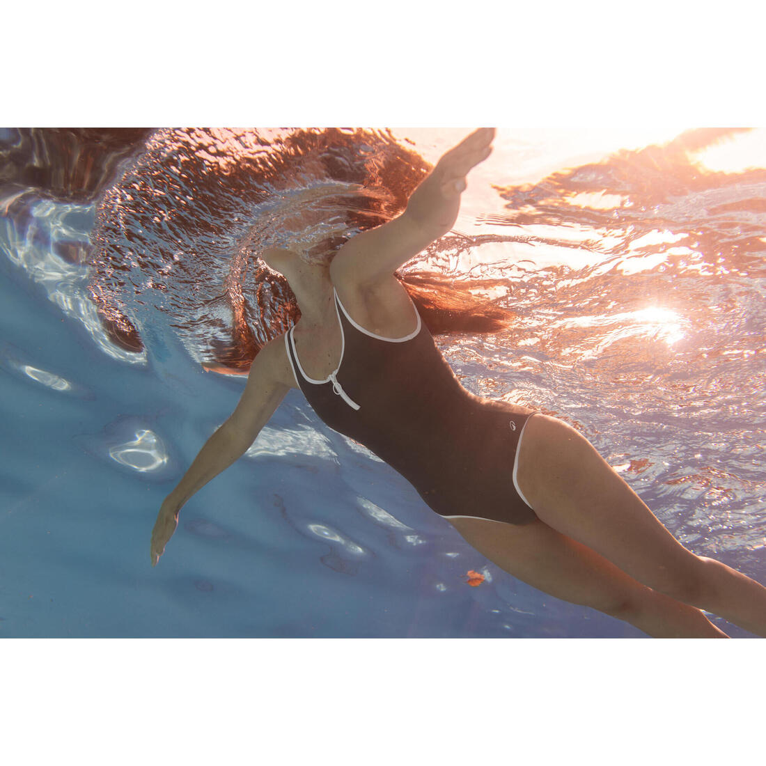 Maillot de bain 1 pièce natation loisirs femme, Heva Joy zip