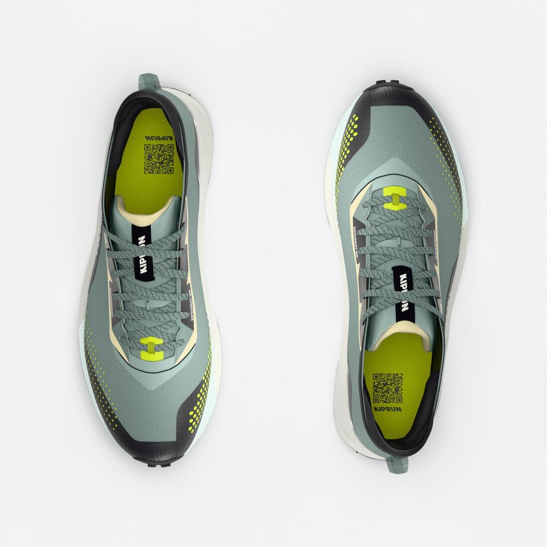 Chaussures de trail running imperméables femme, Kiprun Kipsummit WP vert et