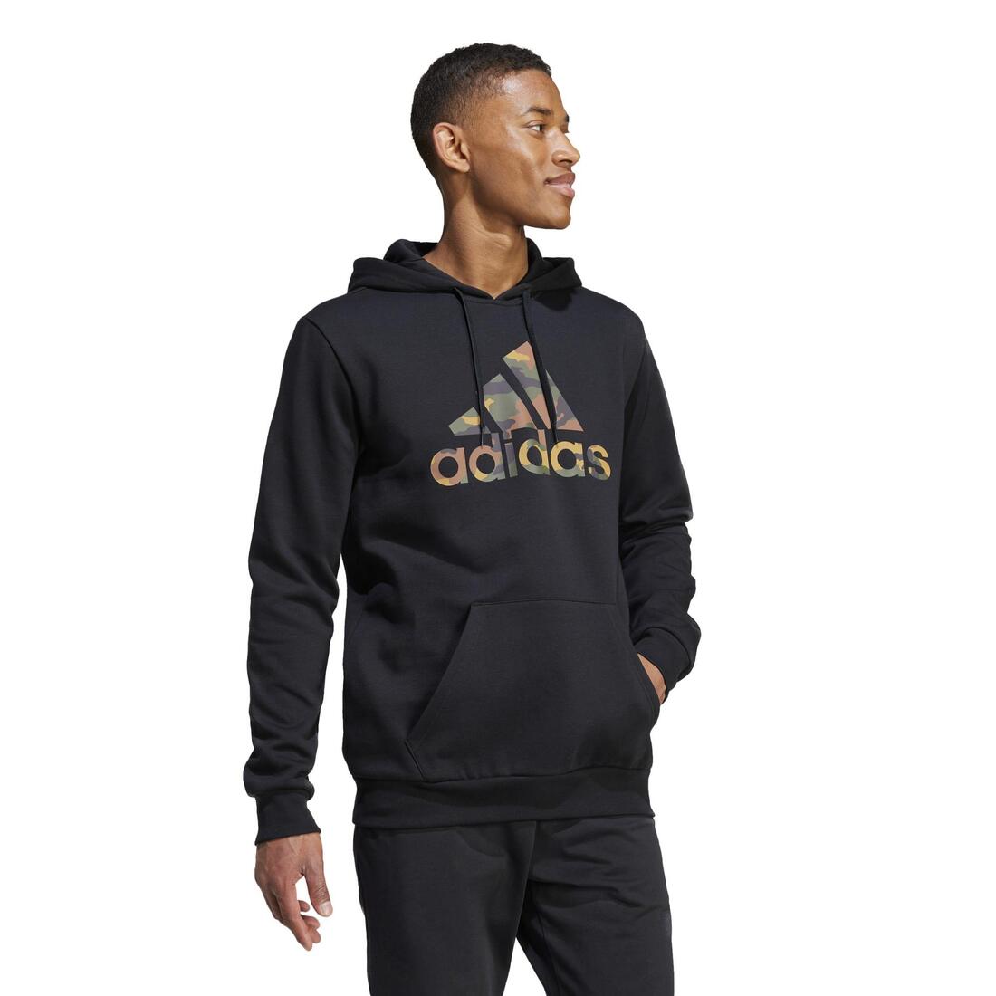 SWEAT-SHIRT A CAPUCHE CAMO DE FITNESS SOFT TRAINING ADIDAS HOMME NOIR