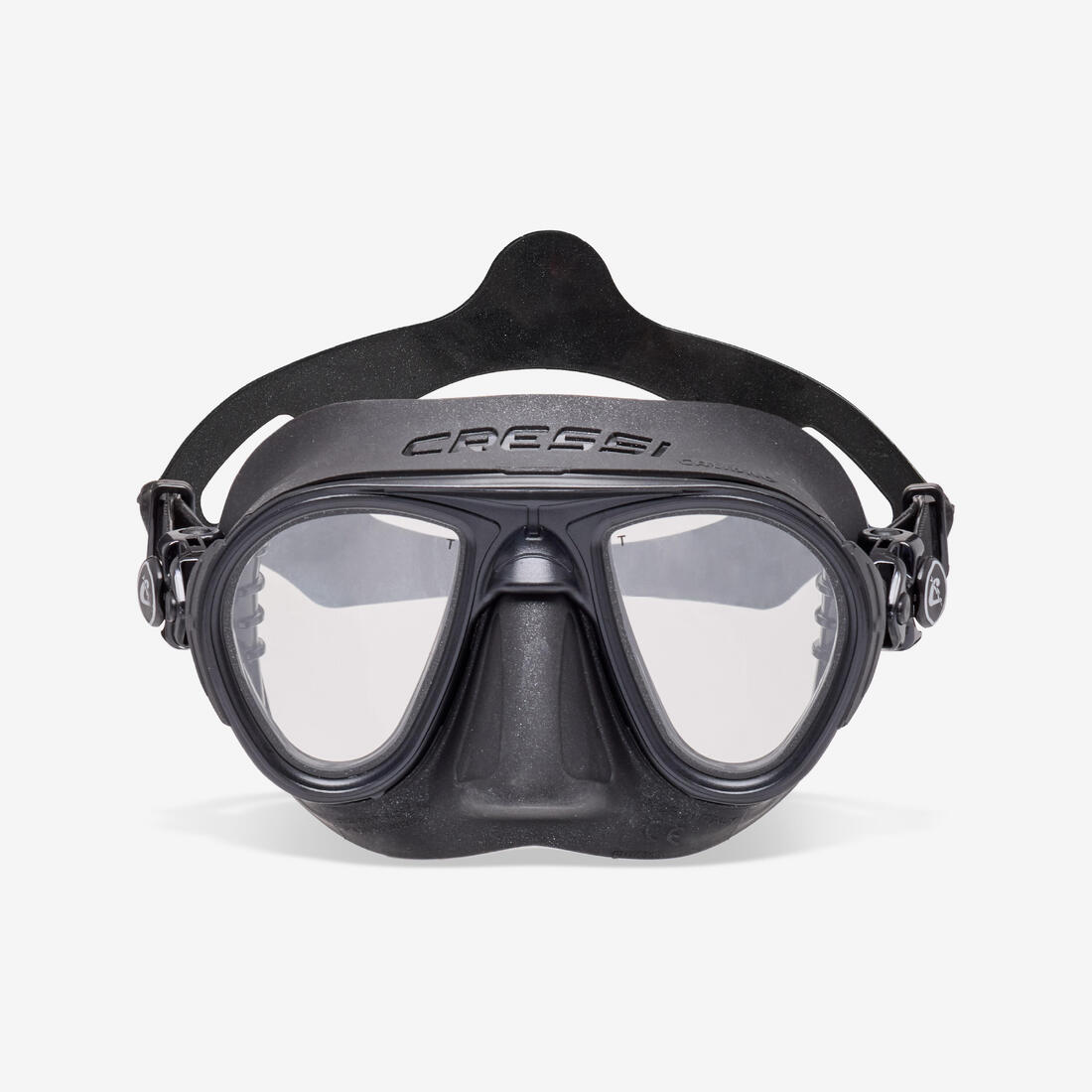 Masque de chasse sous-marine et apnée bi-hublot petit volume, Calibro noir