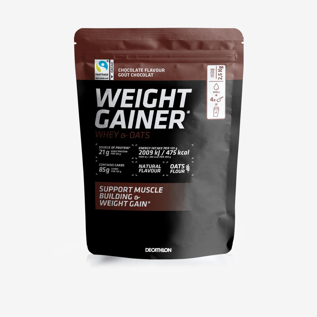 Weight gainer avoine et whey goût chocolat, 2,5 kg