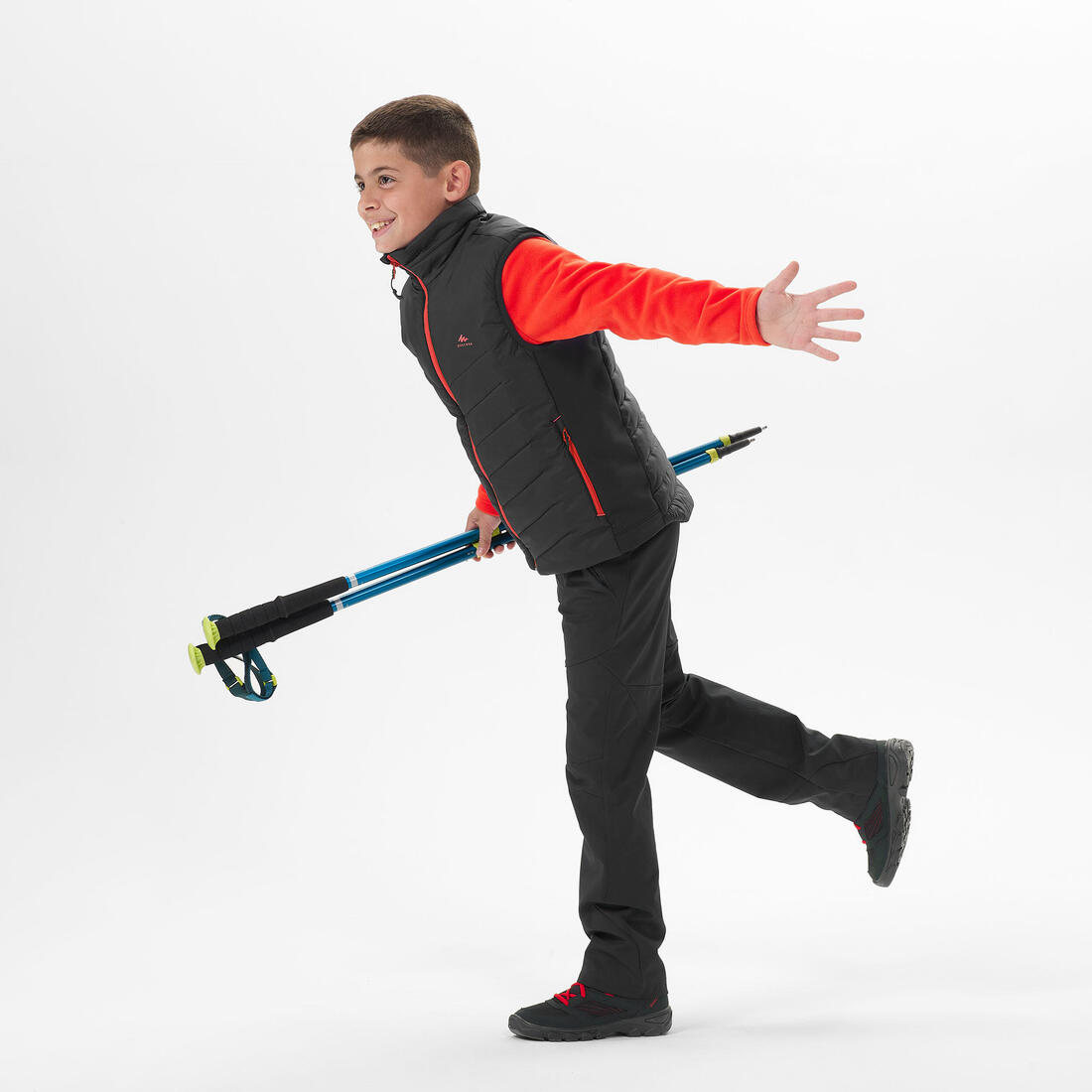 GILET DOUDOUNE DE RANDONNÉE - HYBRIDE NOIR - ENFANT 7-15 ANS – gris carbone