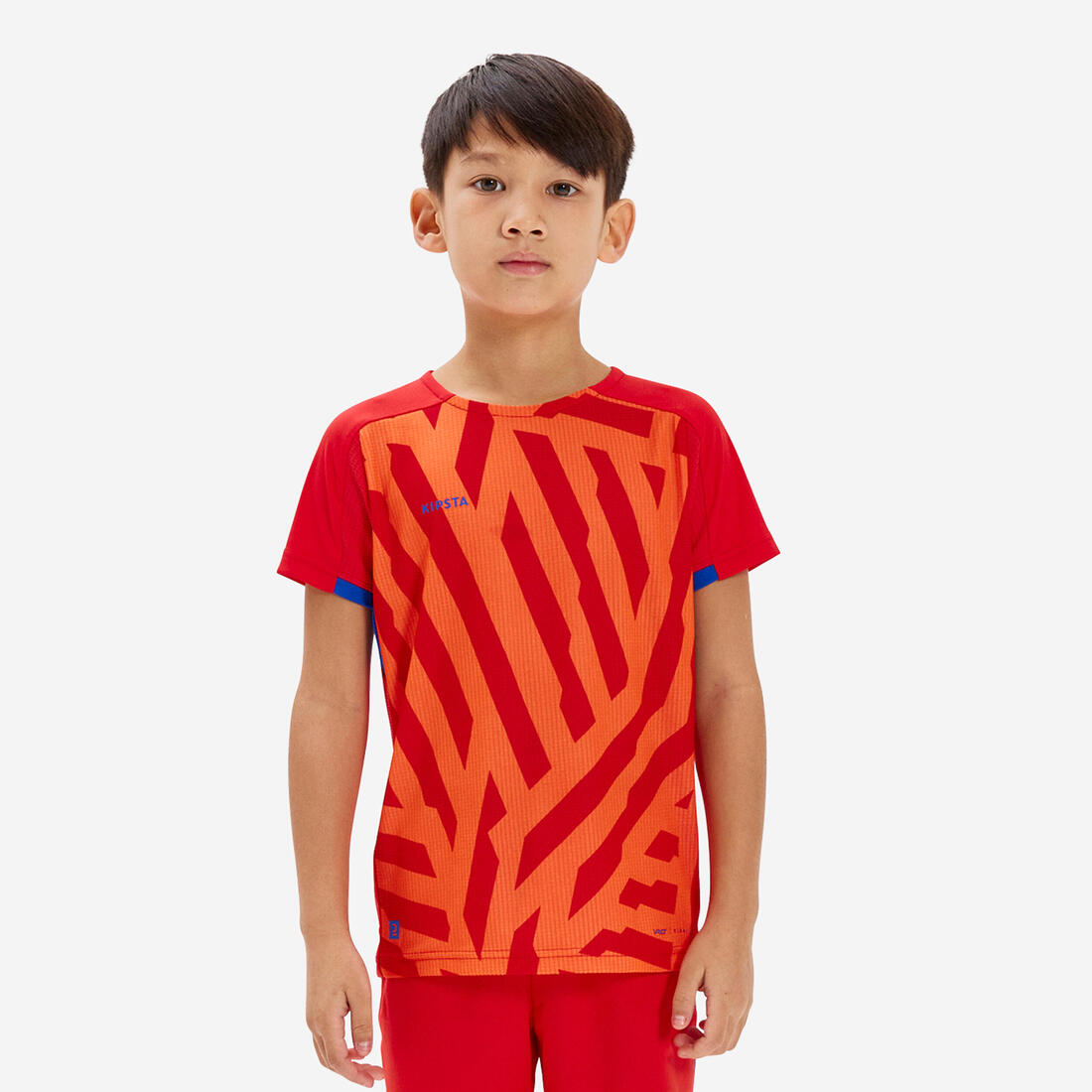 Maillot de Football Viralto JR manches courtes AQUA Bleu et – rouge fluo