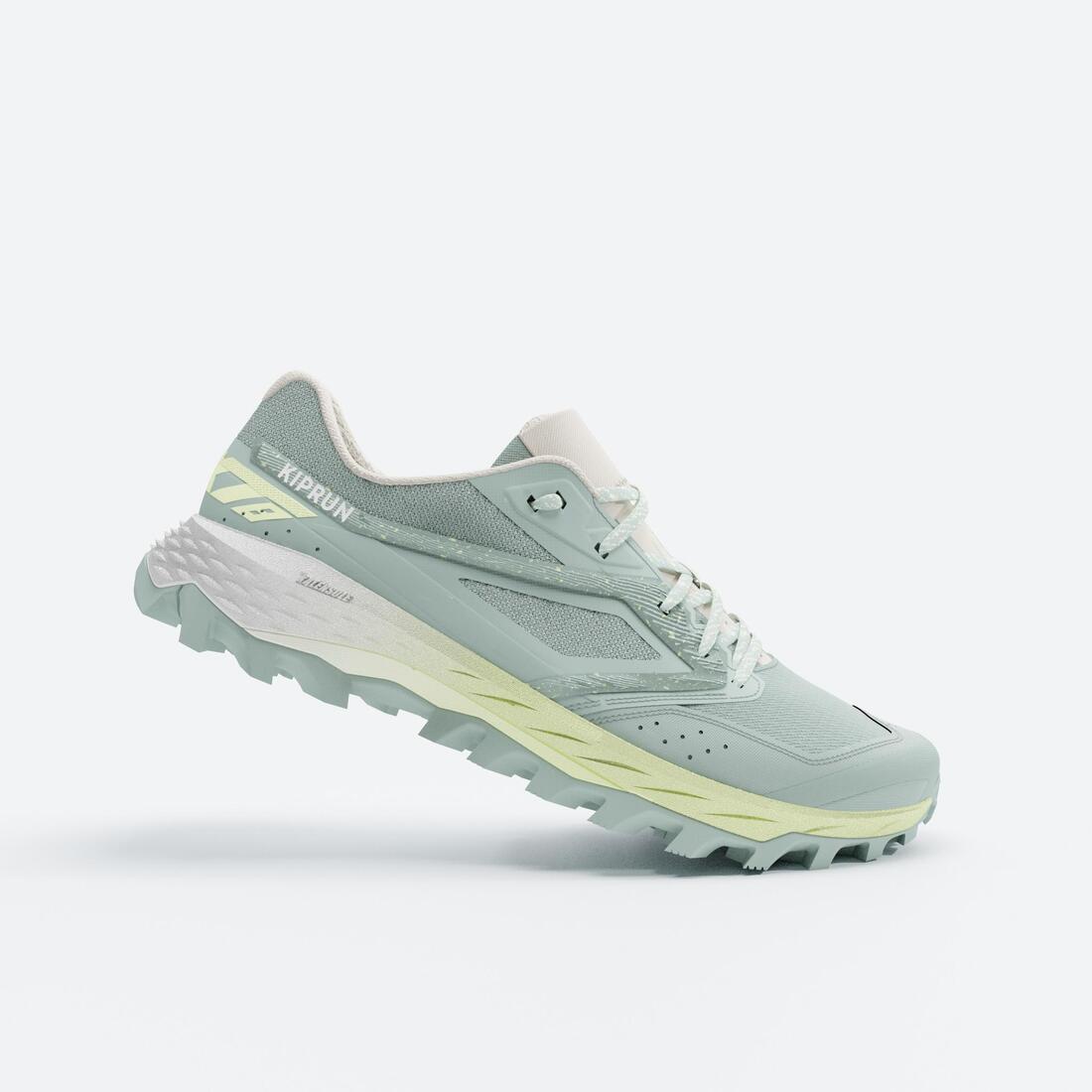 Chaussures de Trail Running Femme, Kiprun XT8 Vert Jaune – vert givré