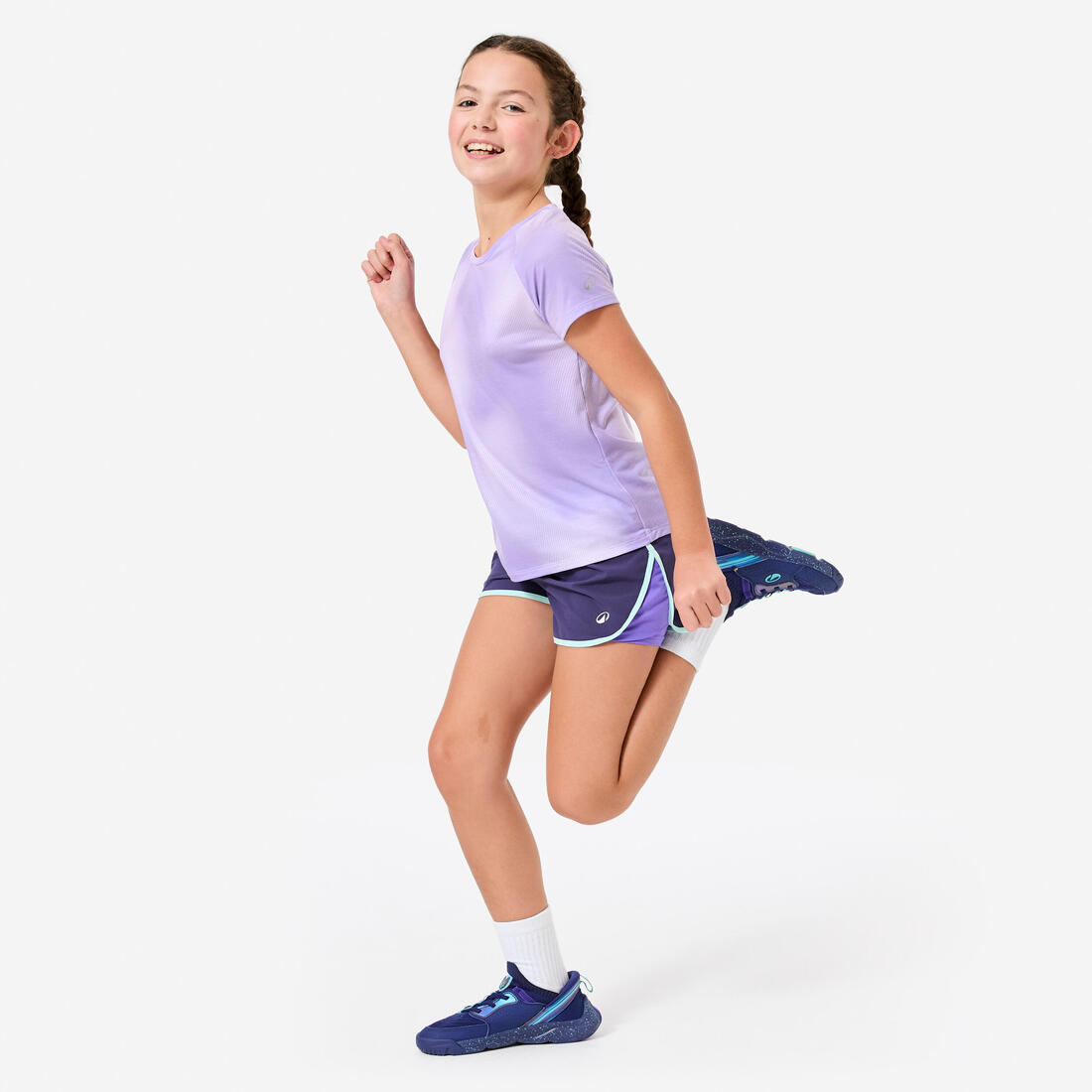 Short 2 en 1 multisport respirant fille, imprimé