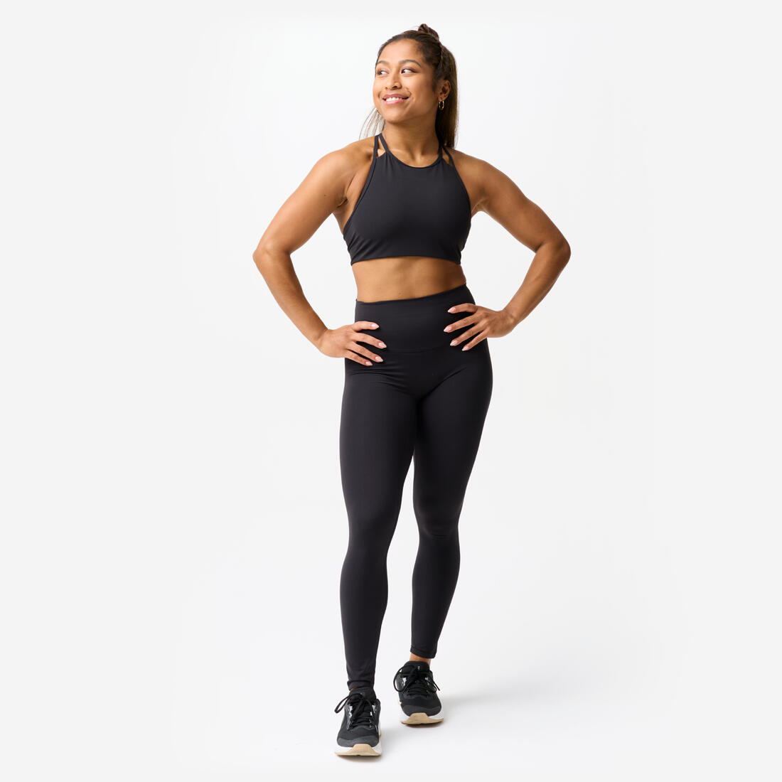 Brassière dos ouvert maintien léger Femme, Noir