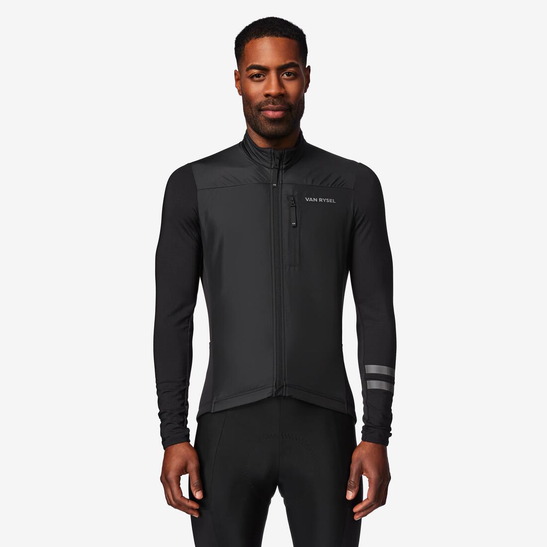 Maillot de vélo de route manches longues mi-saison homme, noir EDR