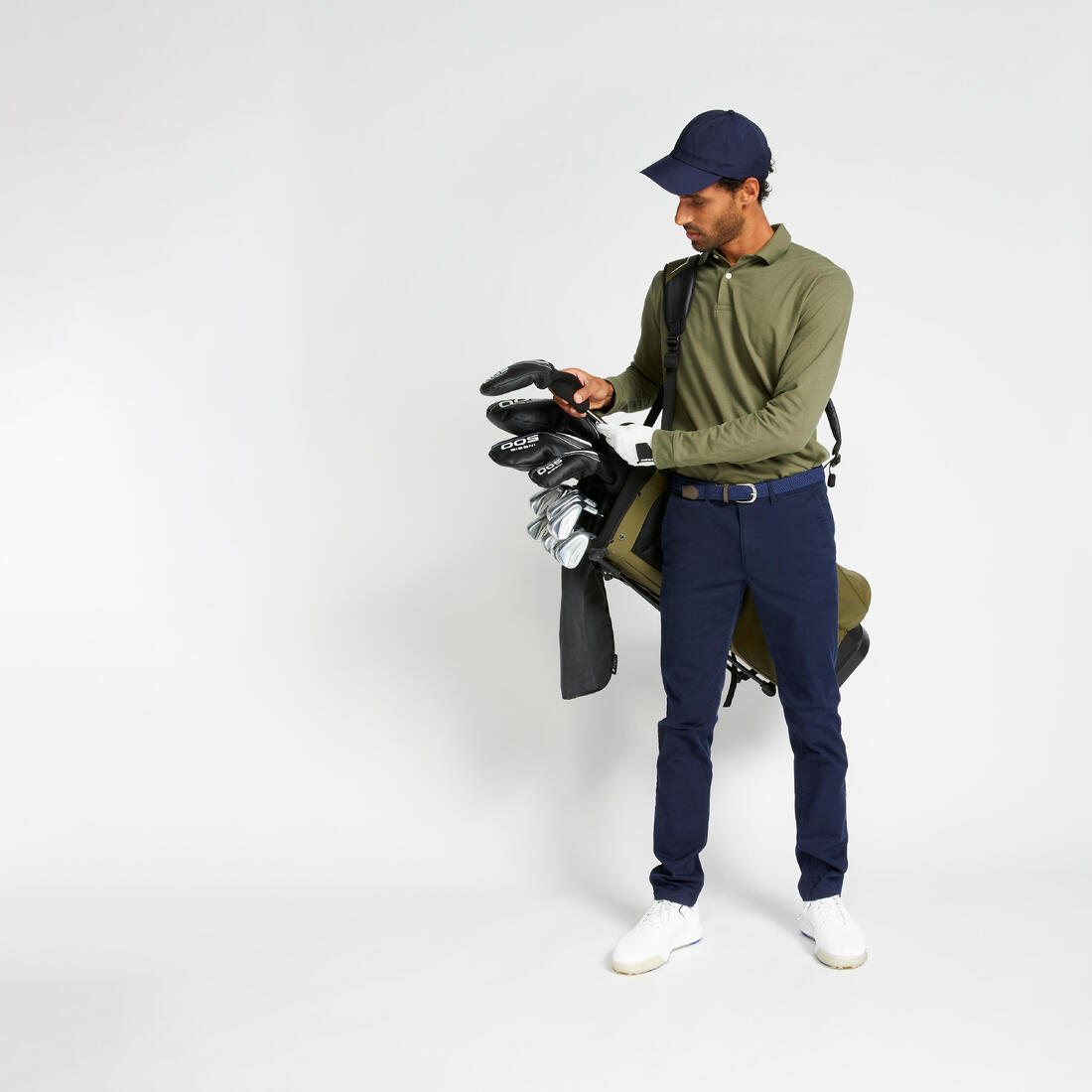 Polo golf manches longues Homme -  MW500 bleu marine