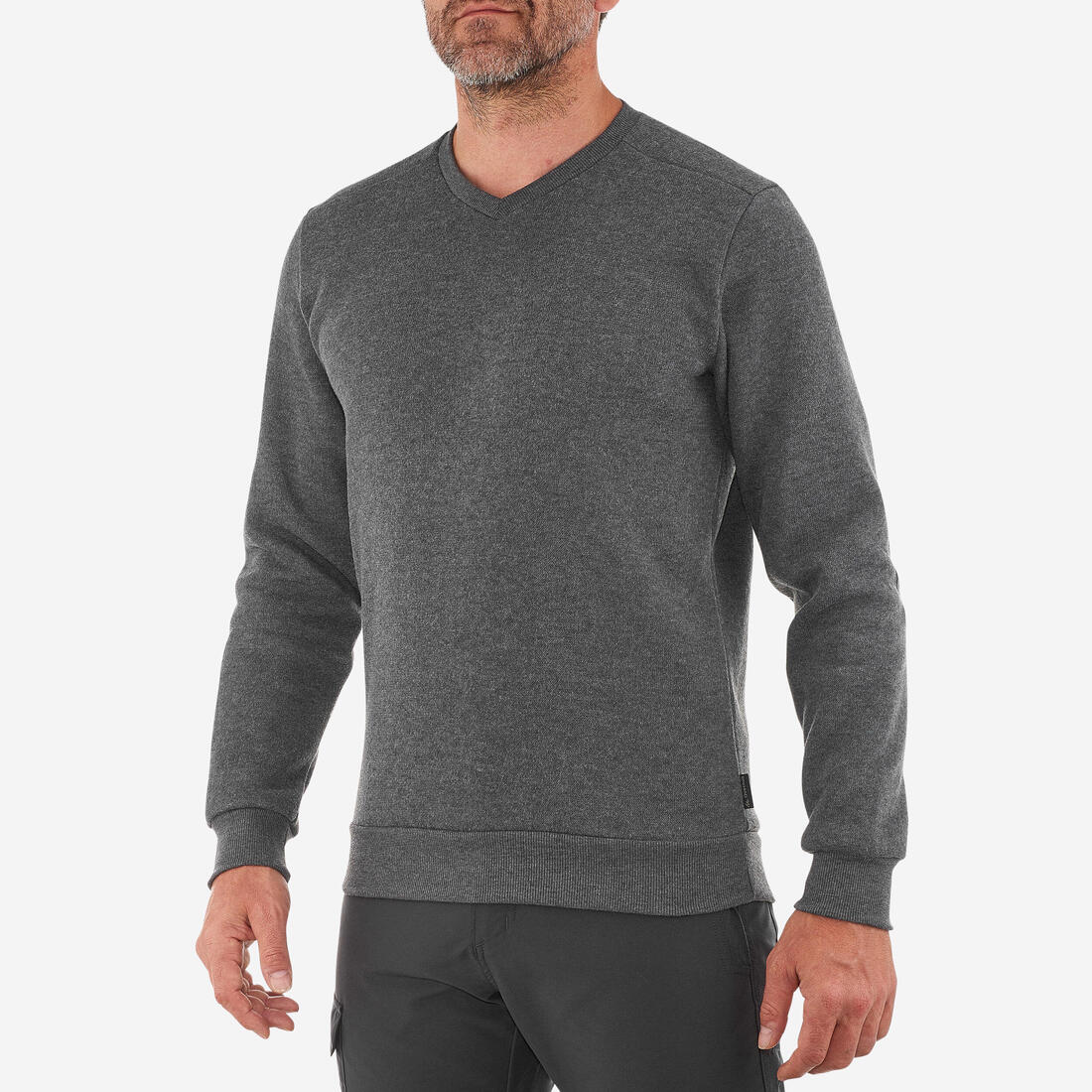 Pull de randonnée - NH150 col V - Homme – gris granit