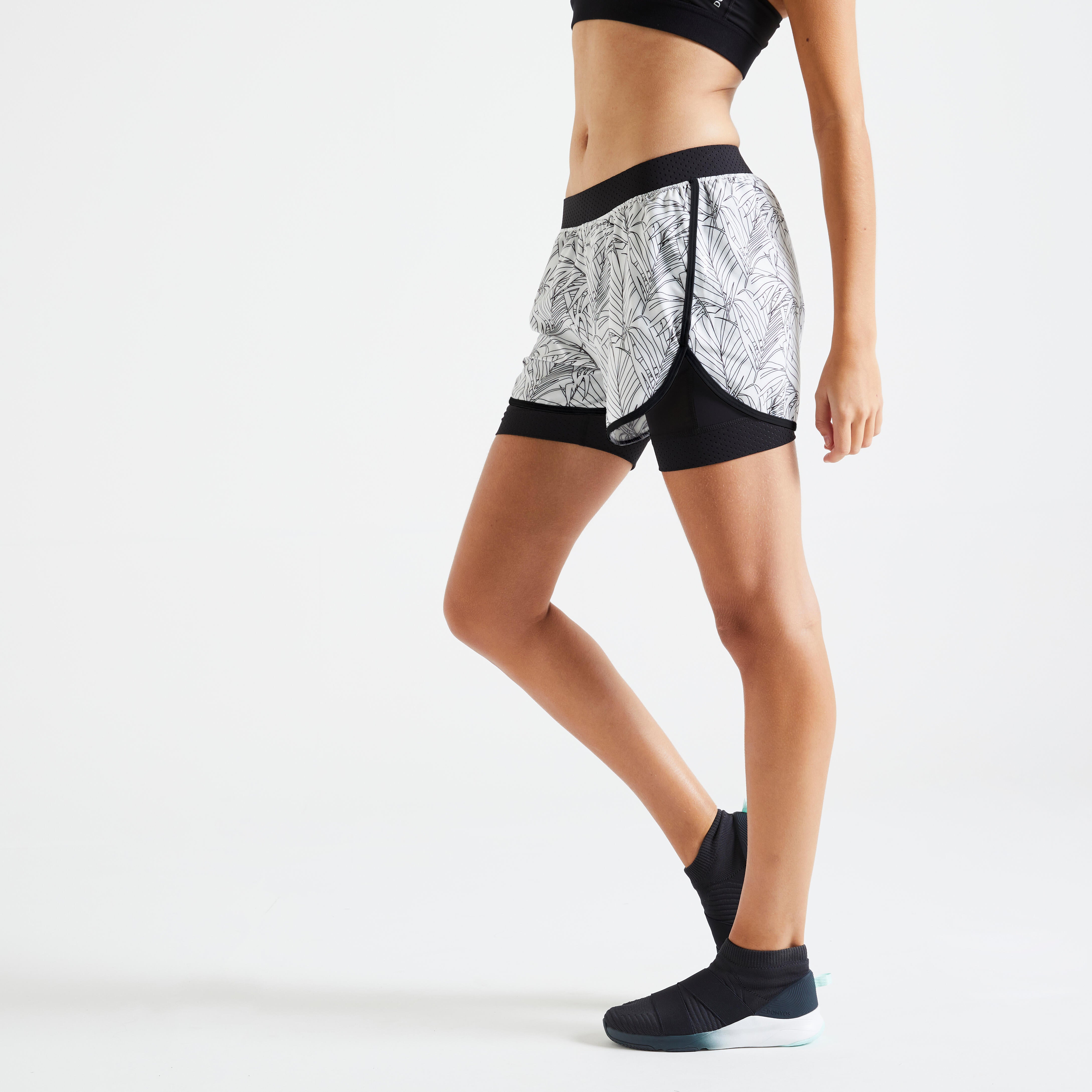 Short de fitness double couche femme