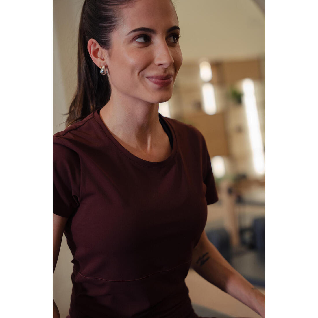 T-shirt de yoga et Pilates extensible et doux femme, Breathe