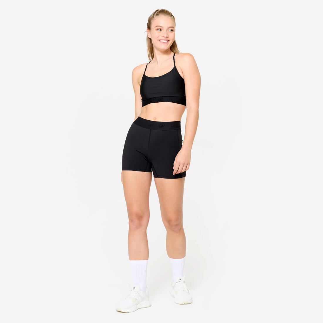 Short de fitness training avec ceinture élastiquée