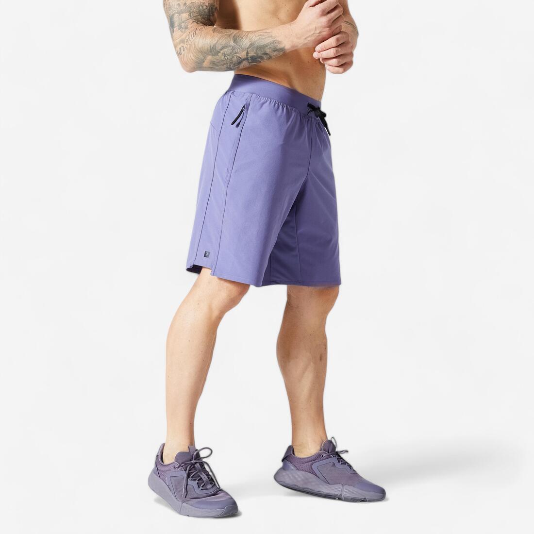 Short de fitness respirant poches zippées homme – bleu