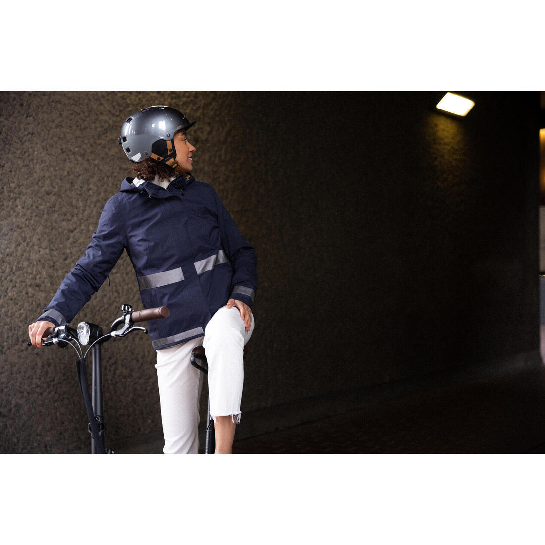 VESTE PLUIE VELO VILLE VISIBILITE NUIT 540 FEMME BLEU MARINE