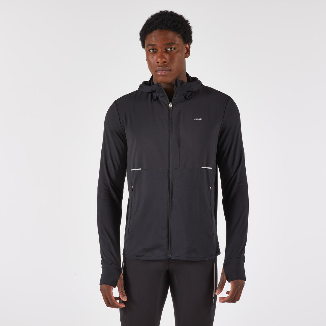 Veste chaude de running Homme, KIPRUN Run 100 warm noire