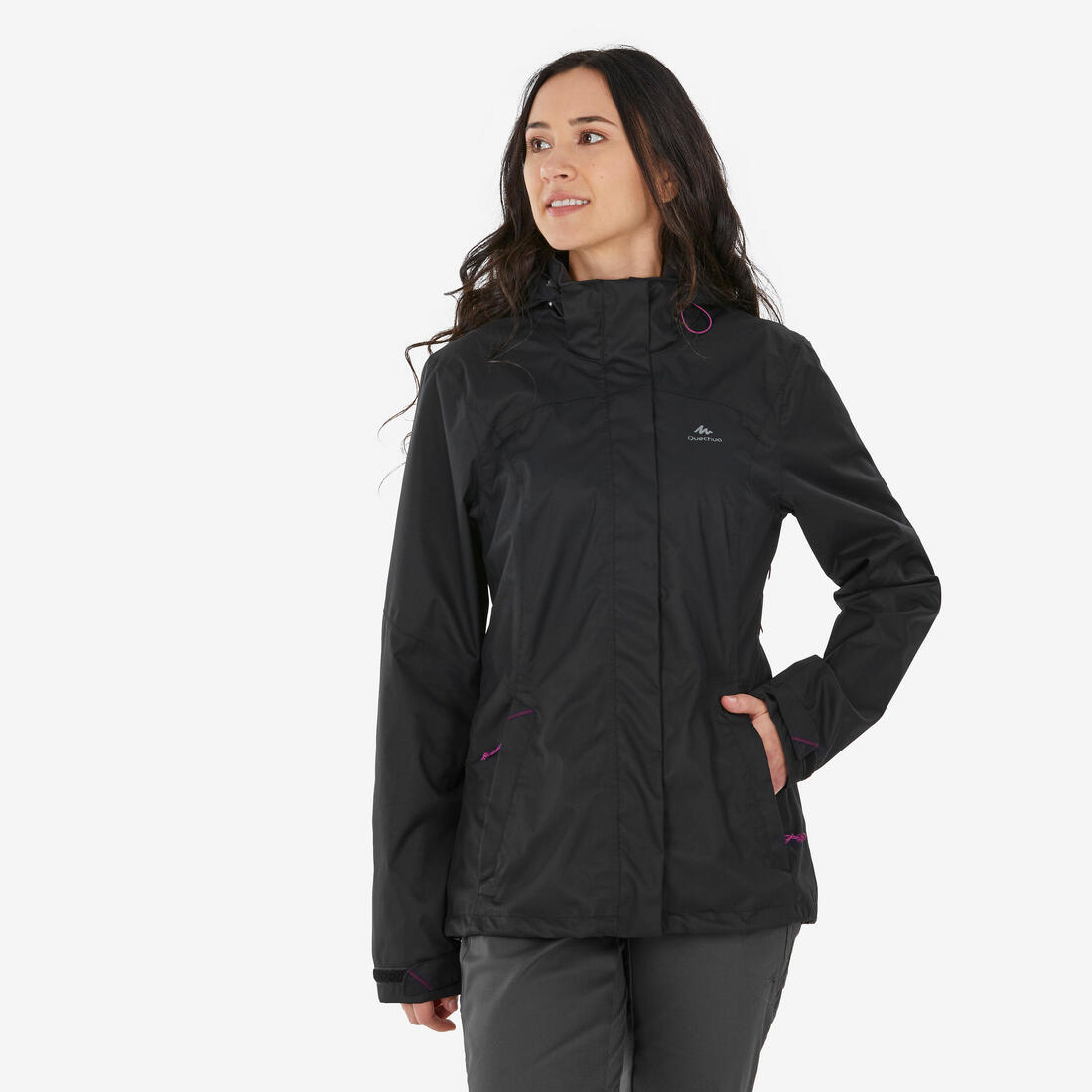 Veste imperméable de randonnée montagne - NH500 - Femme – noir