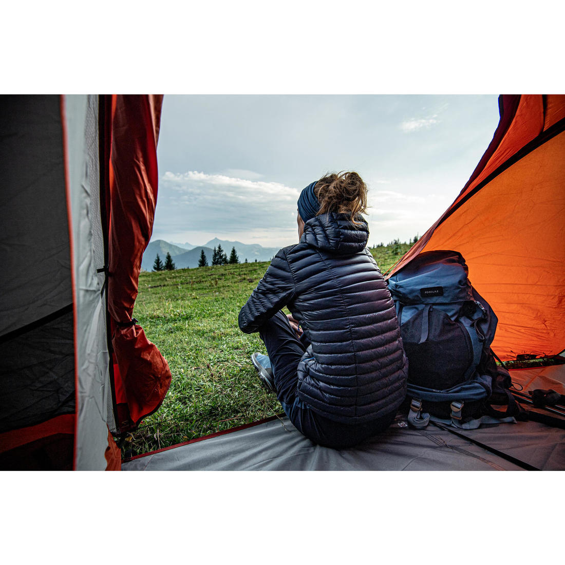 Doudoune à capuche en duvet de trek montagne - mt100 -5 °c - femme