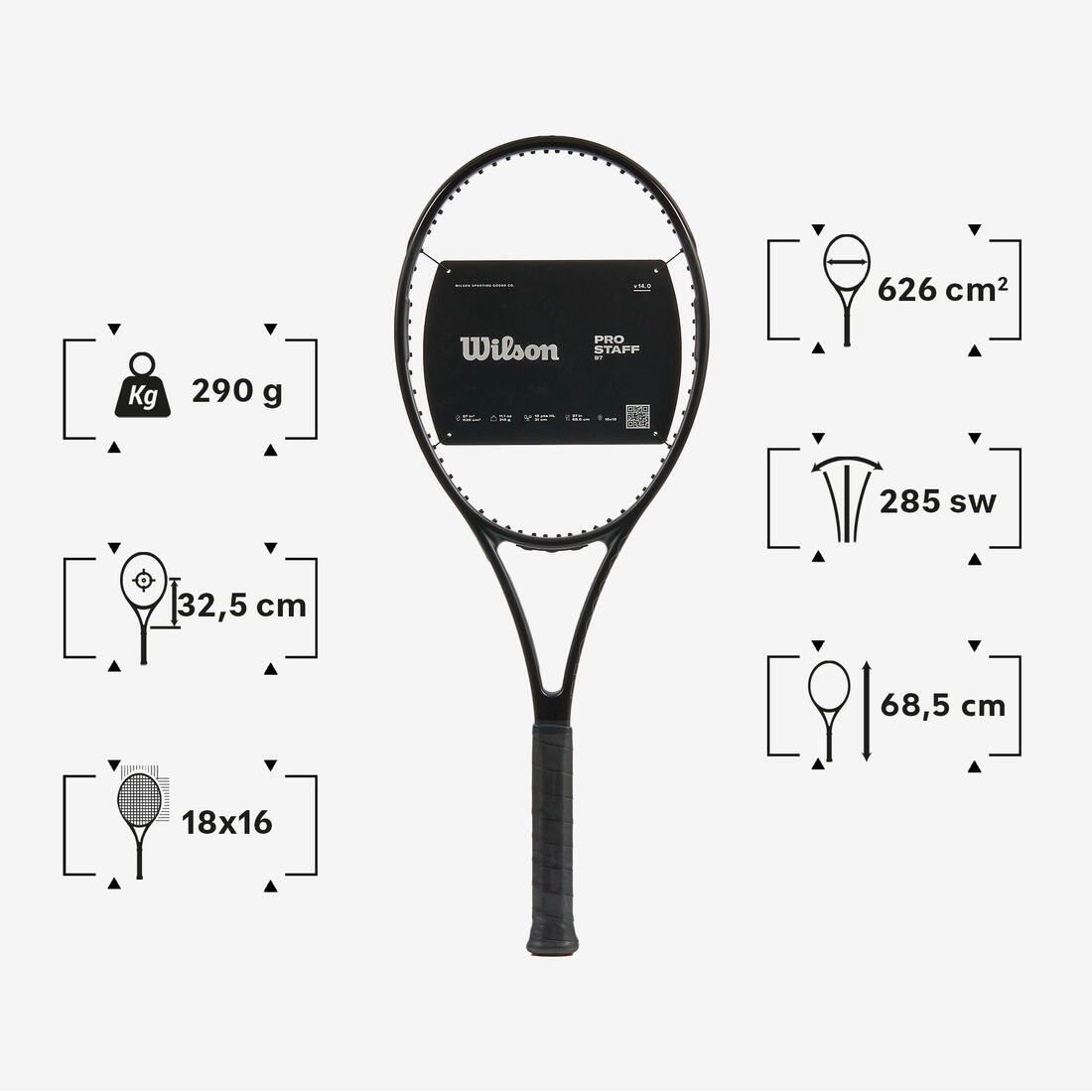 Raquette de tennis adulte Wilson Pro Staff 97 LS V14 noir 290g