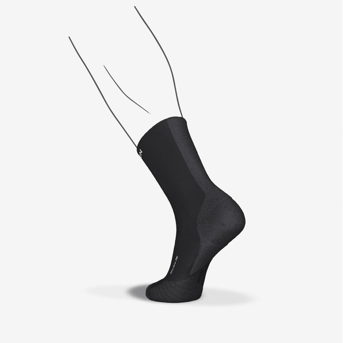 Chaussettes de running KIPRUN run900 fines mi-mollet noires