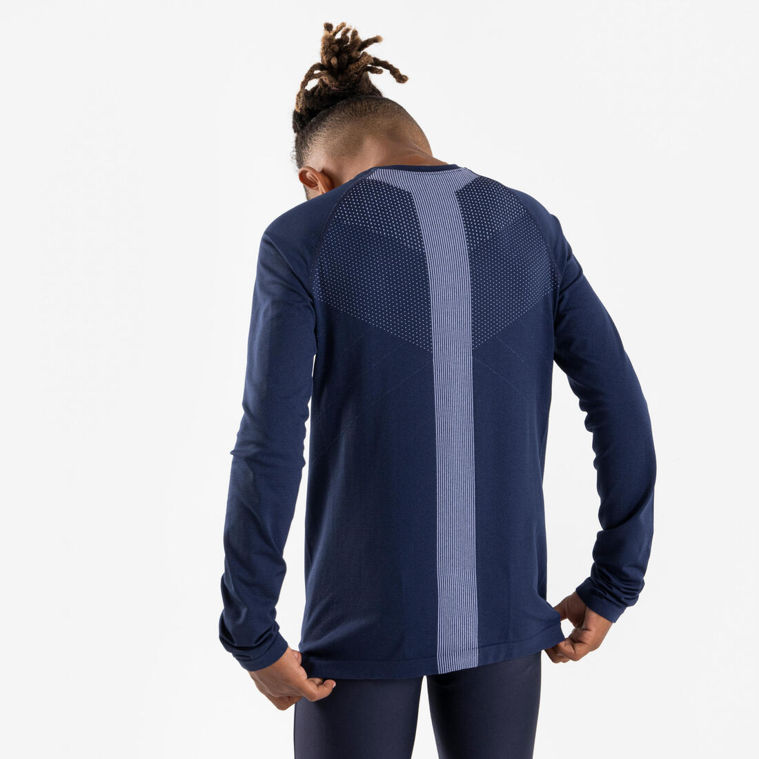 T-shirt manches longues de running Enfant,  KIPRUN SKINCARE marine