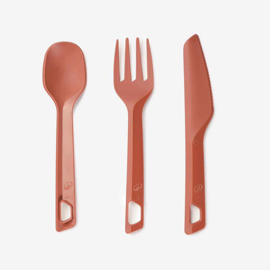 Set 3 couverts (couteau, fourchette, cuillère) pour le camping en plastique
