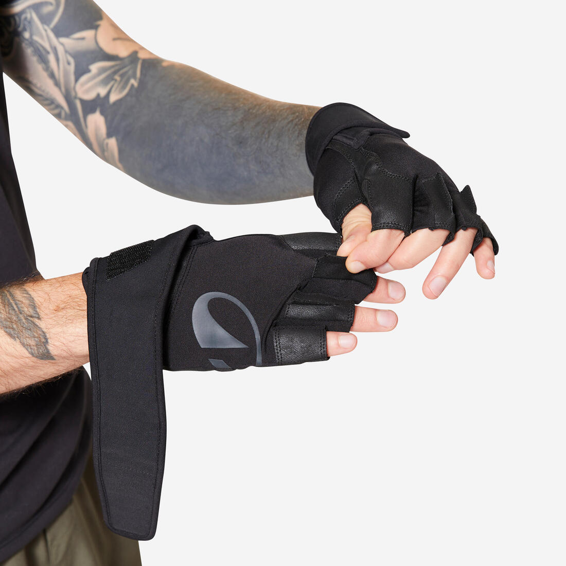Gants de musculation support poignets et adhérence, noir