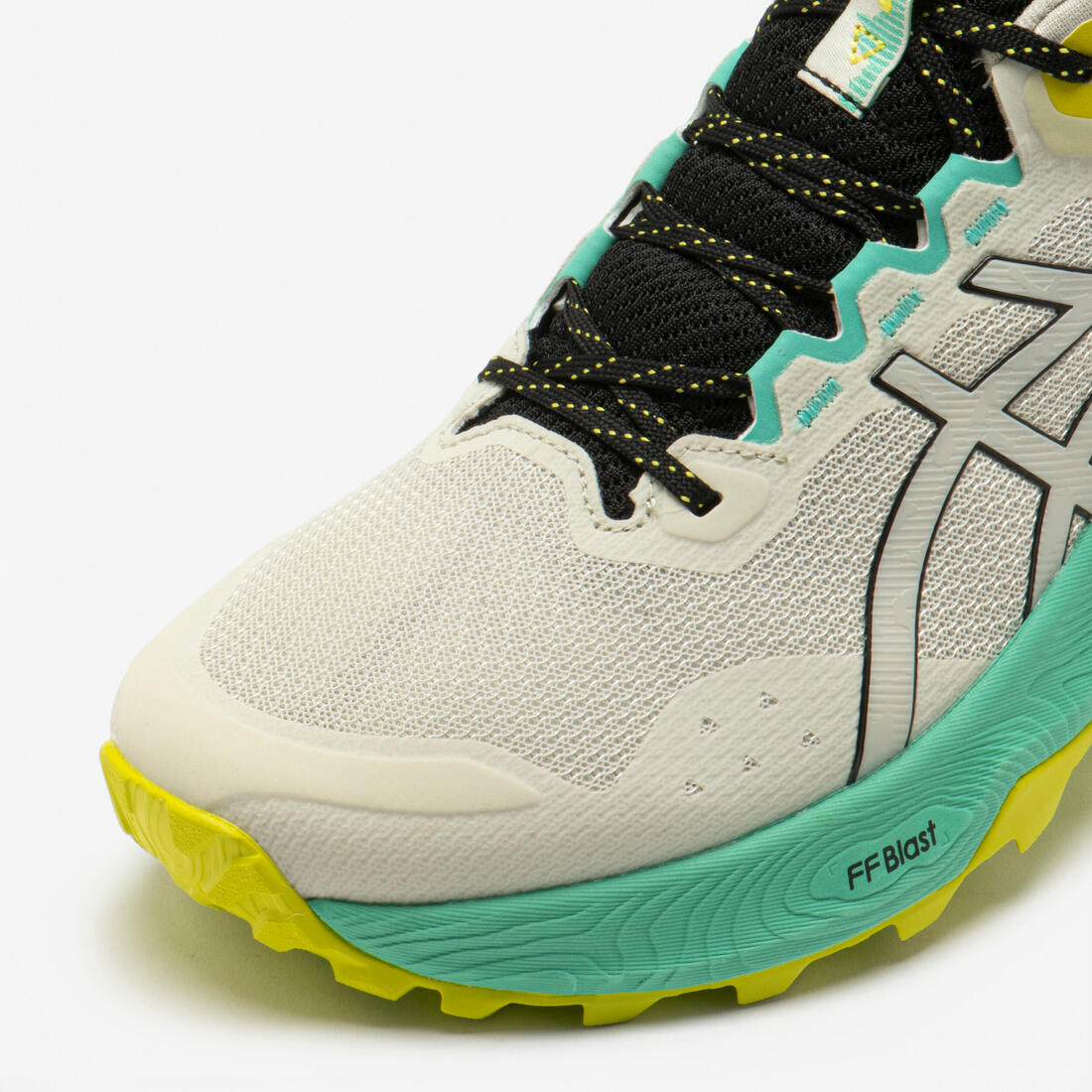 Chaussures de running trail femme, Asics trabuco terra 2, noir vert et