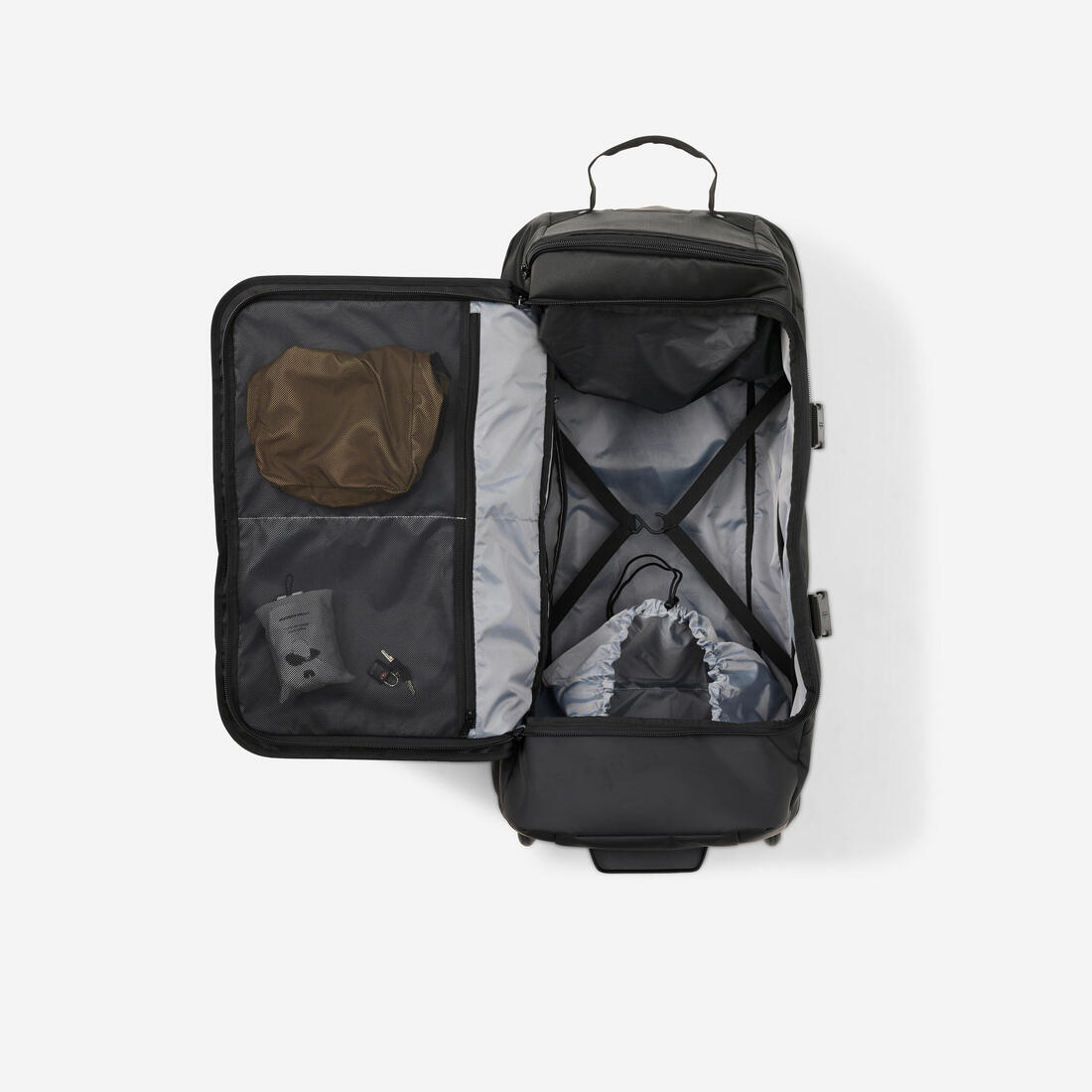 Valise pliable 85L noire Spacesaver, sac de voyage à roulettes