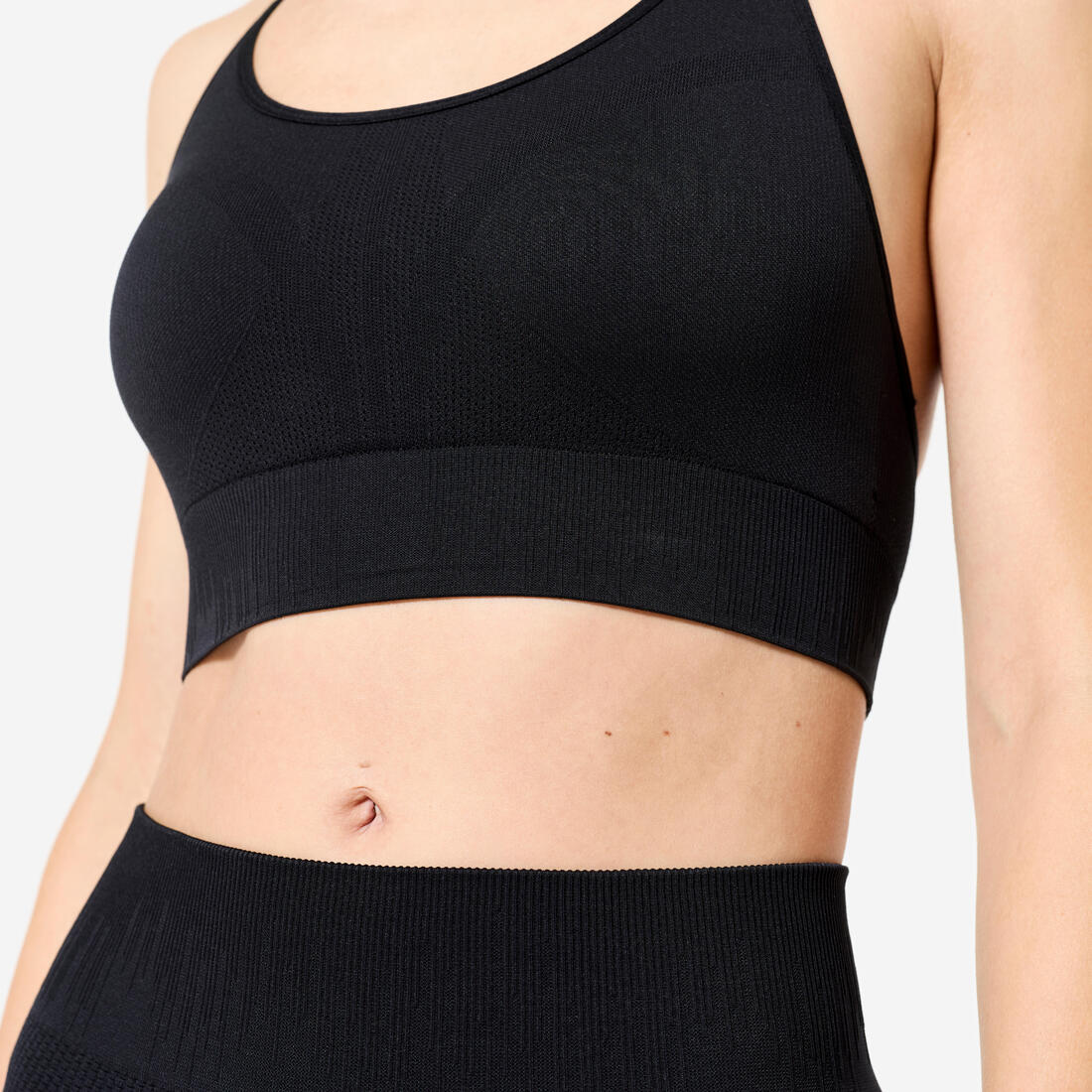 Brassière dos nageur respirant maintien léger Femme, Noir