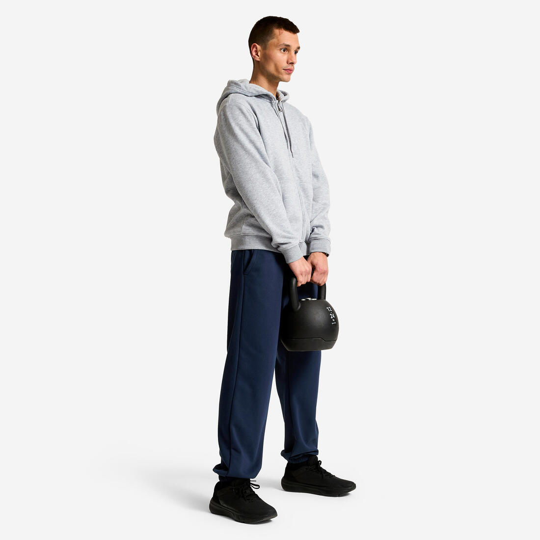 Sweat de sport zippé à capuche chaud homme, bleu foncé