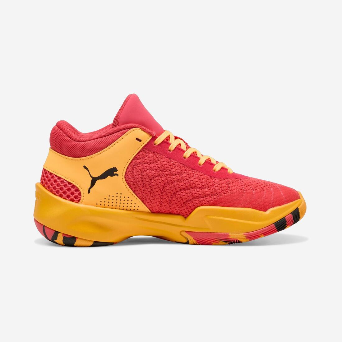 Chaussure de basketball Junior - PUMA Court Pro rouge et jaune