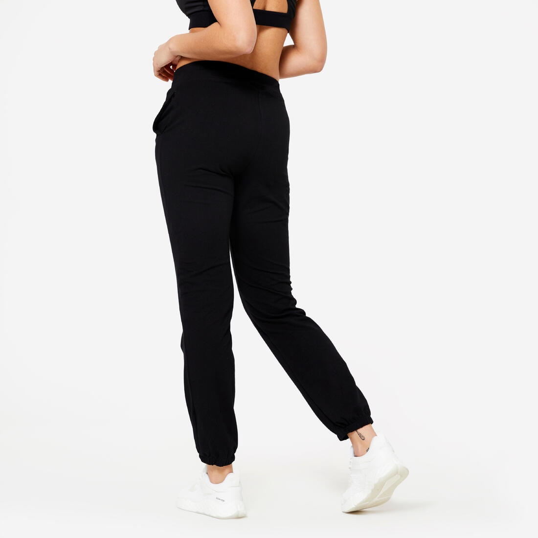 Pantalon de jogging droit chaud et doux femme, noir