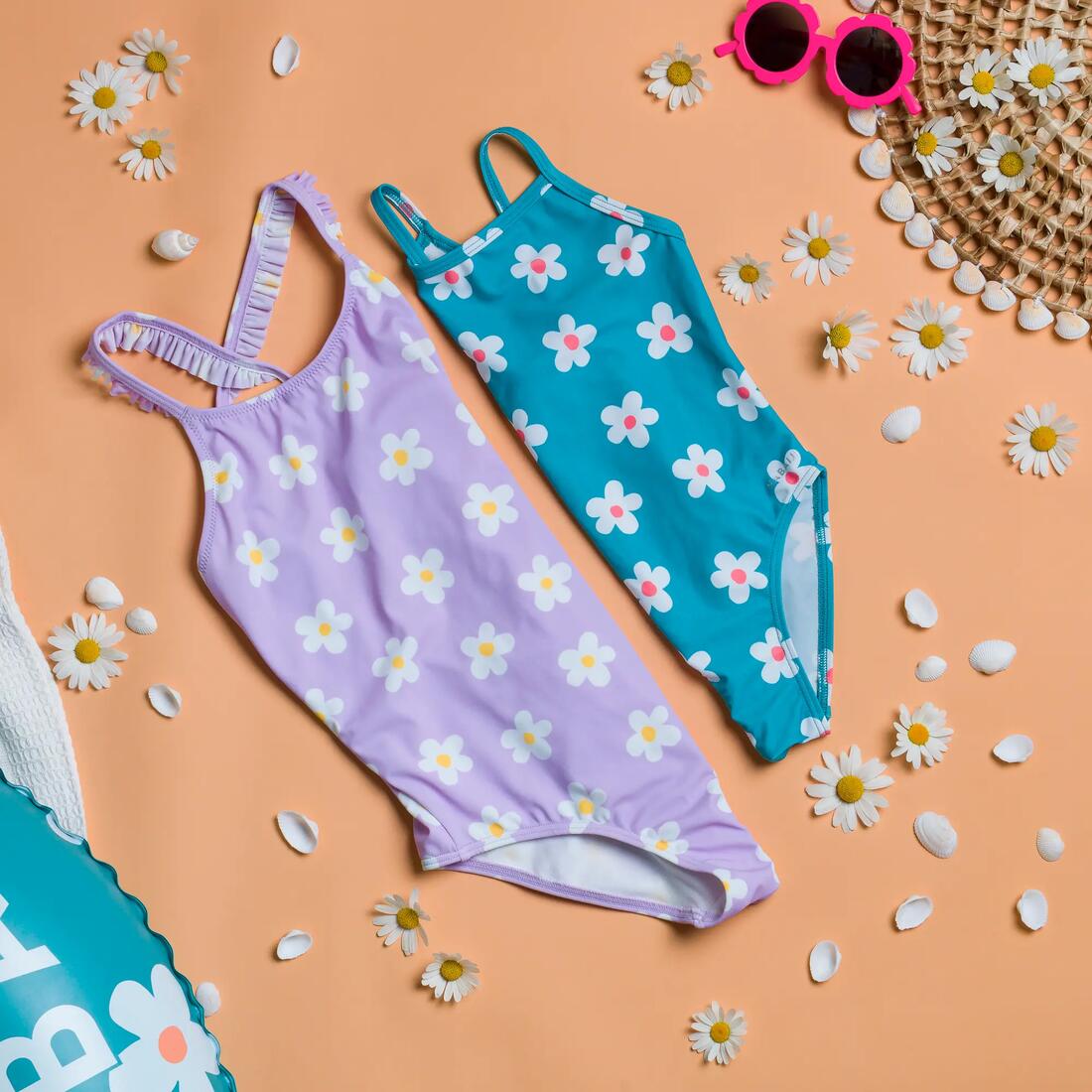 Maillot de bain de natation 1 pièce Fille enfant Lila marg lilas