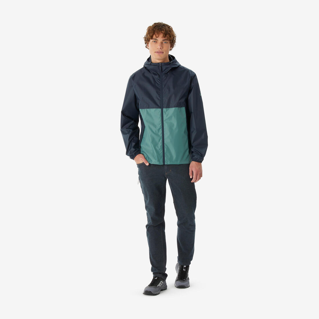 Veste de randonnée coupe-vent imperméable homme, Raincut Full Zip