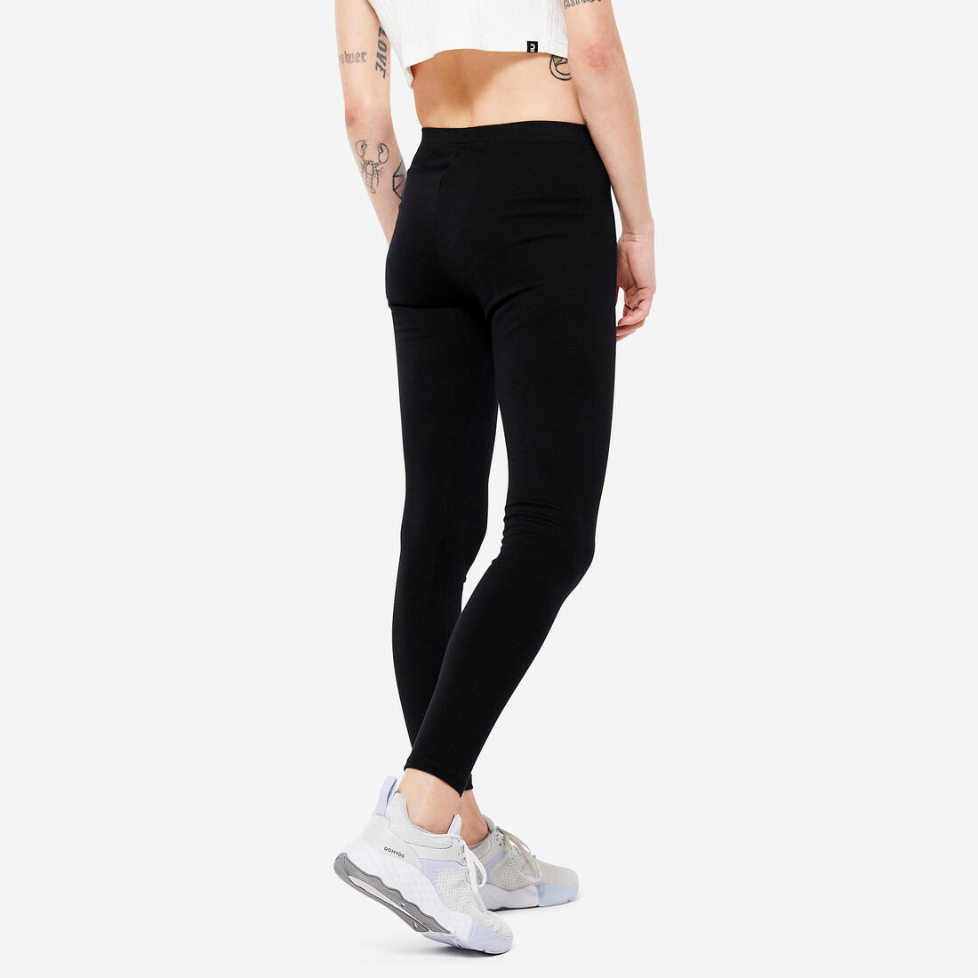 Legging fitness long coton extensible ceinture basse femme - Salto gris foncé ch