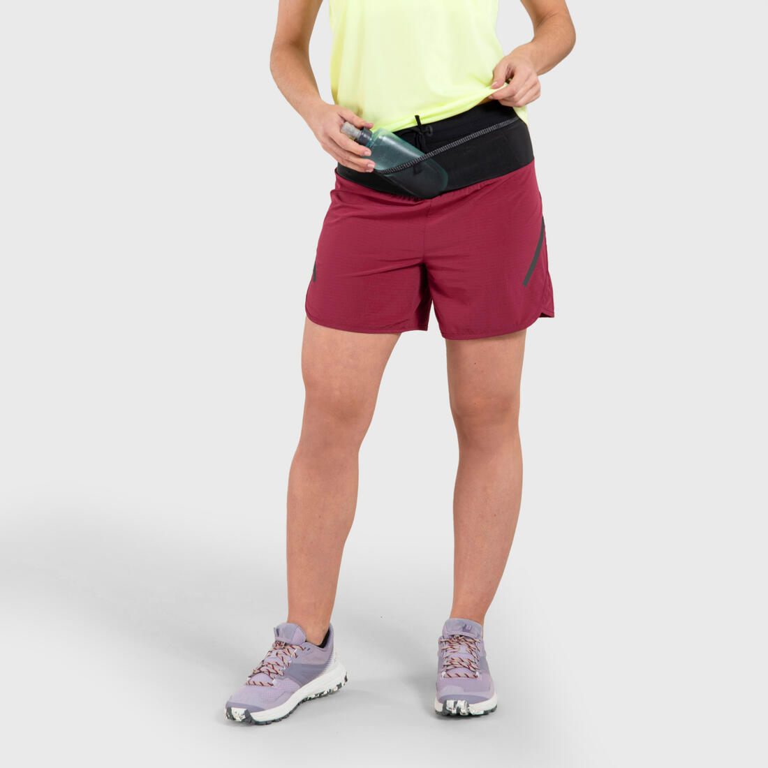 Short de trail running baggy femme noir
