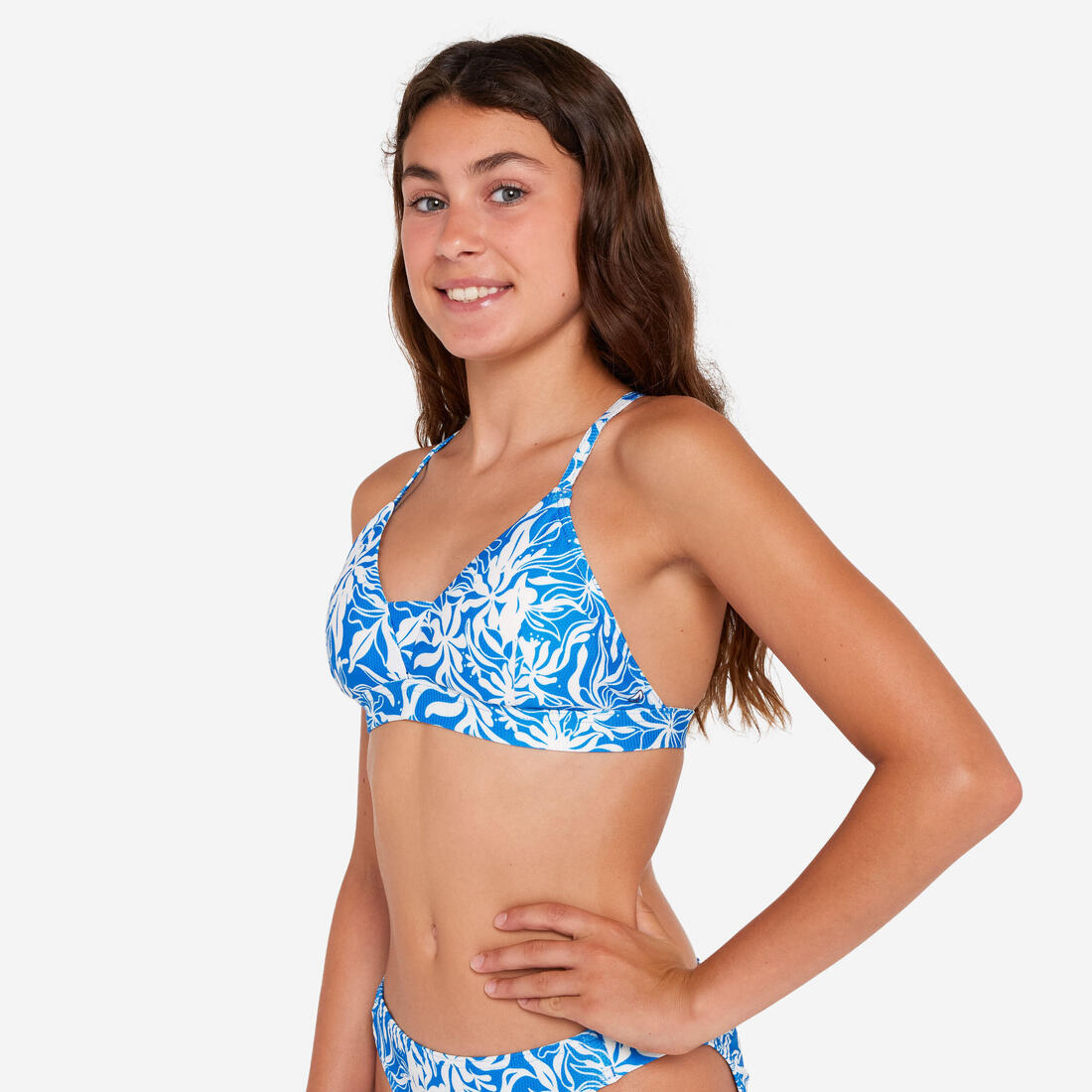 Haut de maillot de bain fleuri surf Fille - Lizy cobe