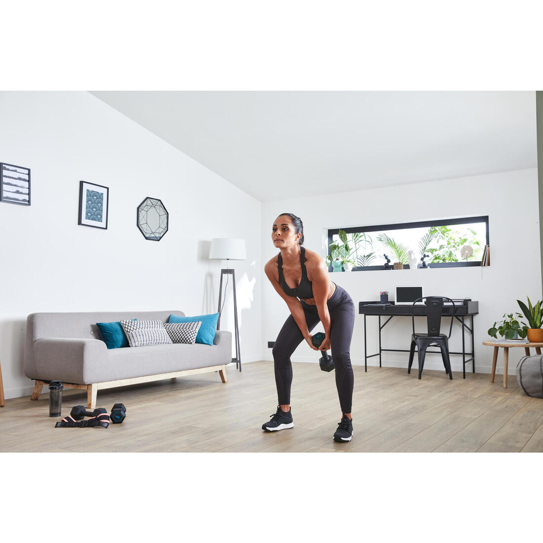 Haltère de cross training et musculation 7,5 kg - dumbbell hexagonale noire