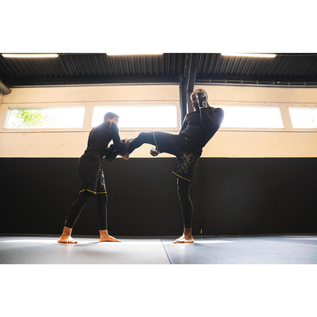 Legging de MMA homme, noir et jaune