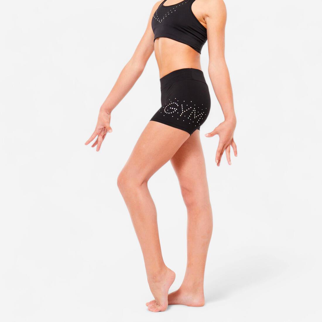 SHORT GYM FILLE NOIR BRILLANT