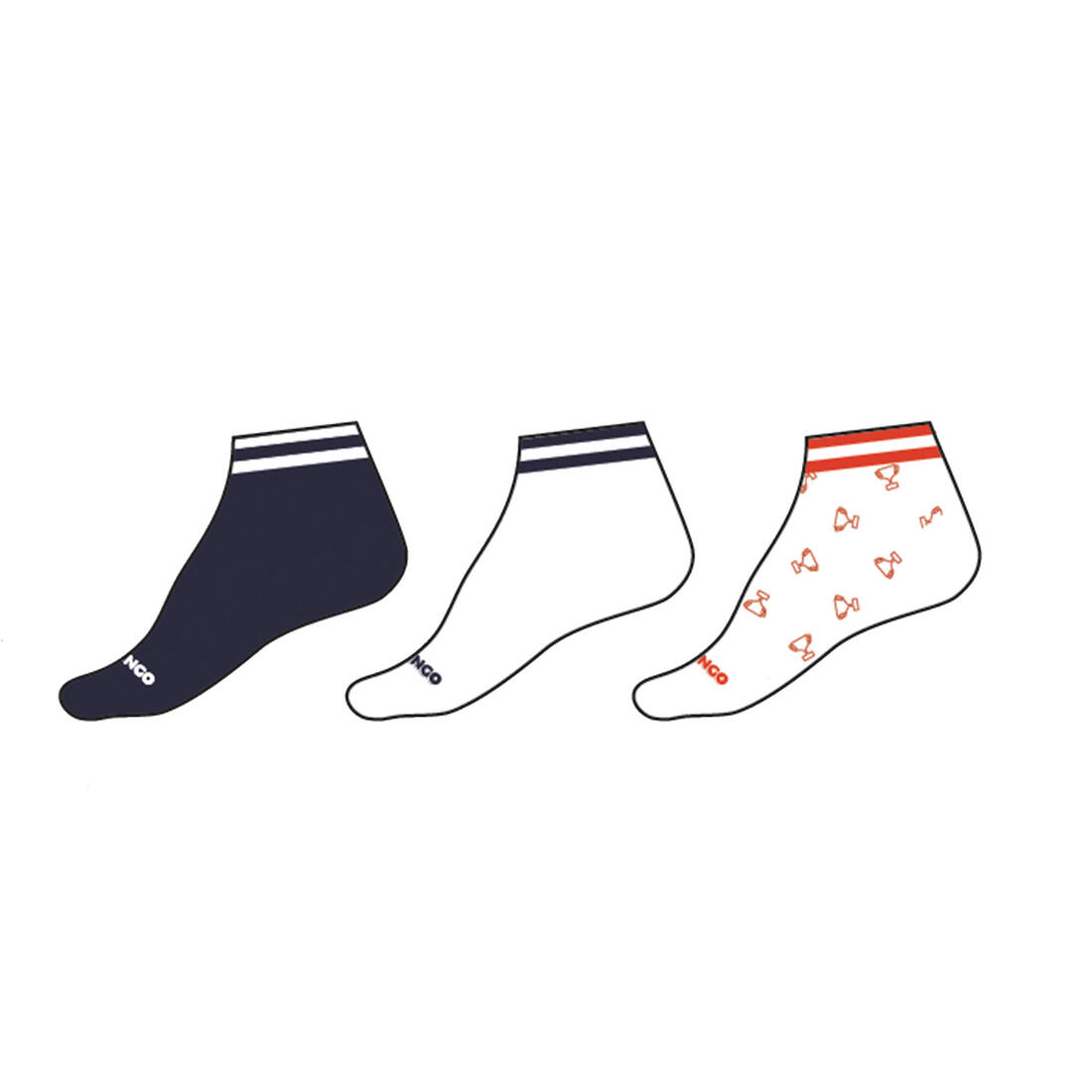 CHAUSSETTES DE SPORT ENFANT MI-HAUTES RS 160 MARINE LOT DE 3