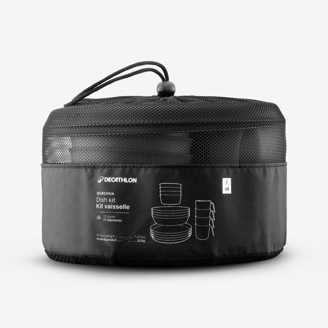 Kit vaisselle de camping 500 pour 4 personnes avec 8 assiettes 4 bols 4 verres